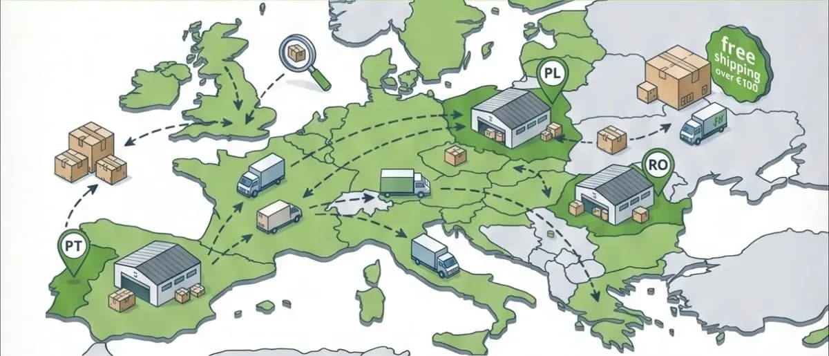 Cover illustration for EU delivery from three warehouses: how your order travels