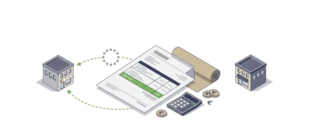 Cover illustration for VAT and reverse charge on fabric orders: a buyer's guide